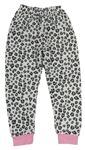 Bílé fleecové pyžamové kalhoty s leopardím vzorem 