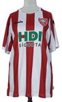 Pánský bílo-červený pruhovaný fotbalový dres s nápisem Diadora 