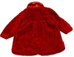 Červený chlupatý podzimní kabát s Minnií zn. Disney