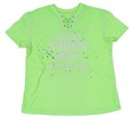 Neonově zelené tričko s nápisem 
