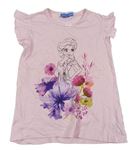 Růžové tričko s Elsou a květy Disney
