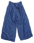 Modré lehké culottes kalhoty riflového vzhledu s páskem Zara