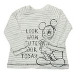 Bílo-šedé pruhované triko s Mickeym George 