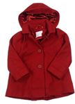 Červený flaušový jarní kabát s kapucí Next 