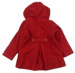 Červený flaušový jarní kabát s kapucí zn. Next 