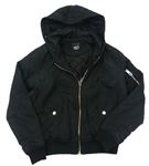 Černá šusťáková zateplená bunda s kapucí New Look
