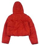 Červená šusťáková zateplená crop bunda s kapucí zn. New Look