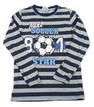Šedo-tmavomodré pruhované triko s fotbalovým míčem Yigga