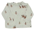 Krémové triko s tučňáky 