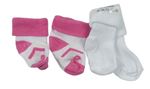 2x Bílé + bílo-růžové ponožky 