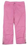 Růžové plátěné capri kalhoty se zipem H&M