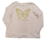 Světlerůžové triko s motýlkem H&M