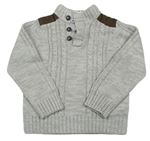 Šedý pletený vzorovaný svetr s knoflíky C&A