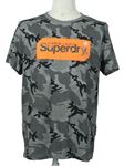 Pánské šedé army tričko s logem Superdry 