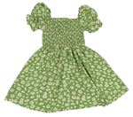 Zelené žabičkové šaty s kytičkami Shein