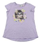 Levandulové tričko s kočičkou H&M