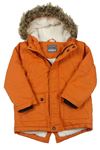 Oranžová šusťáková zimní bunda s kapucí