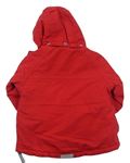 Červená šusťáková zateplená bunda s kapucí 