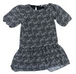 Šedo-černé šifonové šaty s leopardím vzorem Bluezoo
