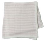 Bílo-světlerůžová pruhovaná pletená deka 