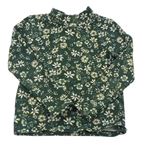 Zelené květované žebrované triko Tu