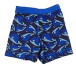 Tmavomodro-modré nohavičkové plavky s velrybami George
