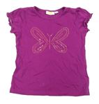 Fuchsiové tričko s motýlkem s flitry Kids 