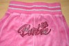Růžové sametové kalhoty s nápisem zn. Barbie