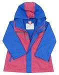 Růžovo-modrá nepromokavá jarní bunda s kapucí x-maill