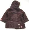 Hnědý sametovo/riflový zateplený kabátek s kytičkami a kapucí zn. Rocha