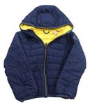 Tmavomodrá šusťáková prošívaná zateplená bunda s kapucí Okaidi