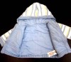Modrý pruhovaný oteplený svetřík s kapucí zn. Mothercare