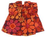 Mahagonovo-červeno-oranžové květované šaty s límečkem Next