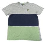Šedo-tmavomodro-zelené tričko Lyle&Scott
