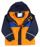 Tmavomodro-modro-oranžová nepromokavá jarní bunda s kapucí Kiki&Koko