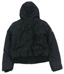 Černá vzorovaná šusťáková zimní bunda s kapucí s kožešinou zn. Animal 