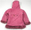 Růžový manžestrový zimní kabátek s kapucí s chlupem 