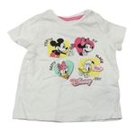 Bílé tričko s Mickeym a Minnií Disney