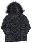 Černá šusťáková prošívaná zimní bunda s kapucí zn. New Look