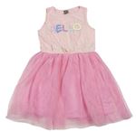 Růžové bavlněno/tylové šaty s nápisem Little kids