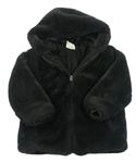 Antracitový kožešinový podšitý kabát s kapucí Zara 