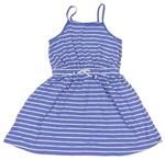 Modrofialovo-bílé pruhované letní šaty M&S