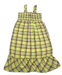 Žluto-barevné kostkované plátěné žabičkové šaty Tom Tailor