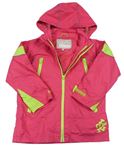 Růžovo-neonová šusťáková jarní bunda s kapucí 