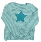Modrozeleno-bílo-stříbrné pruhované triko s hvězdou YIGGA