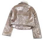 Starorůžová koženková lesklá bunda s kožíškem zn. H&M