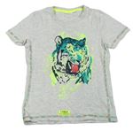 Světlešedé melírované tričko s  tygrem Kids 