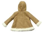 Béžová semišová zateplená bunda s kapucí 