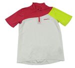 Fuchsiovovo-bílo-zelené sportovní tričko s logem