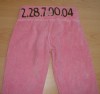 Růžové sametové kalhoty s číslem
